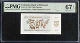 Lithuania 500 Talonu 1992 P 44 Superb Gem UNC PMG 67 EPQ