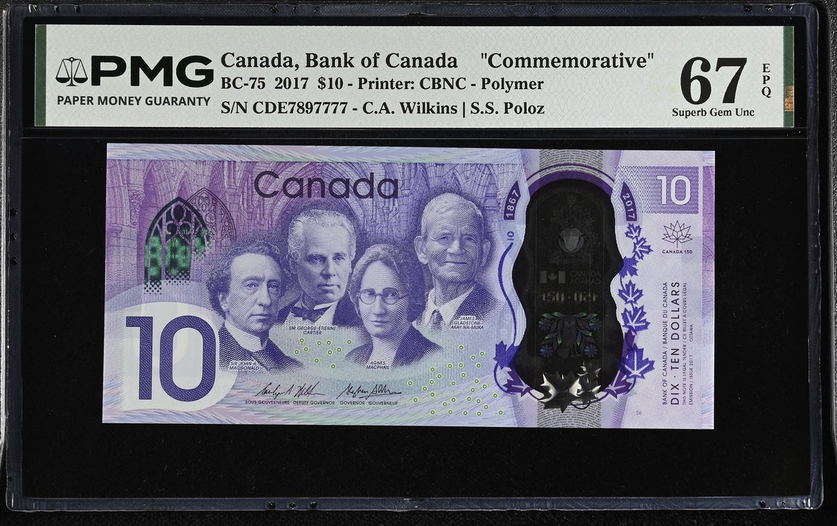 Canada 10 Dollars 2017 P 112 789-7777 Commemorative Superb Gem UNC PMG 67 EPQ