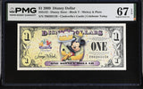 USA Disney 1 Dollar 2009 Mickey & Pluto Superb Gem UNC PMG 67 EPQ