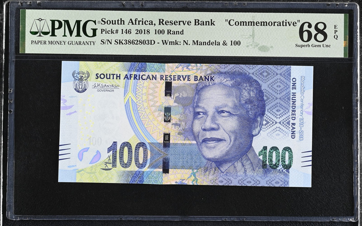 South Africa 100 Rands 2018 Commemorative P 146 Superb Gem UNC PMG 68 EPQ TOP