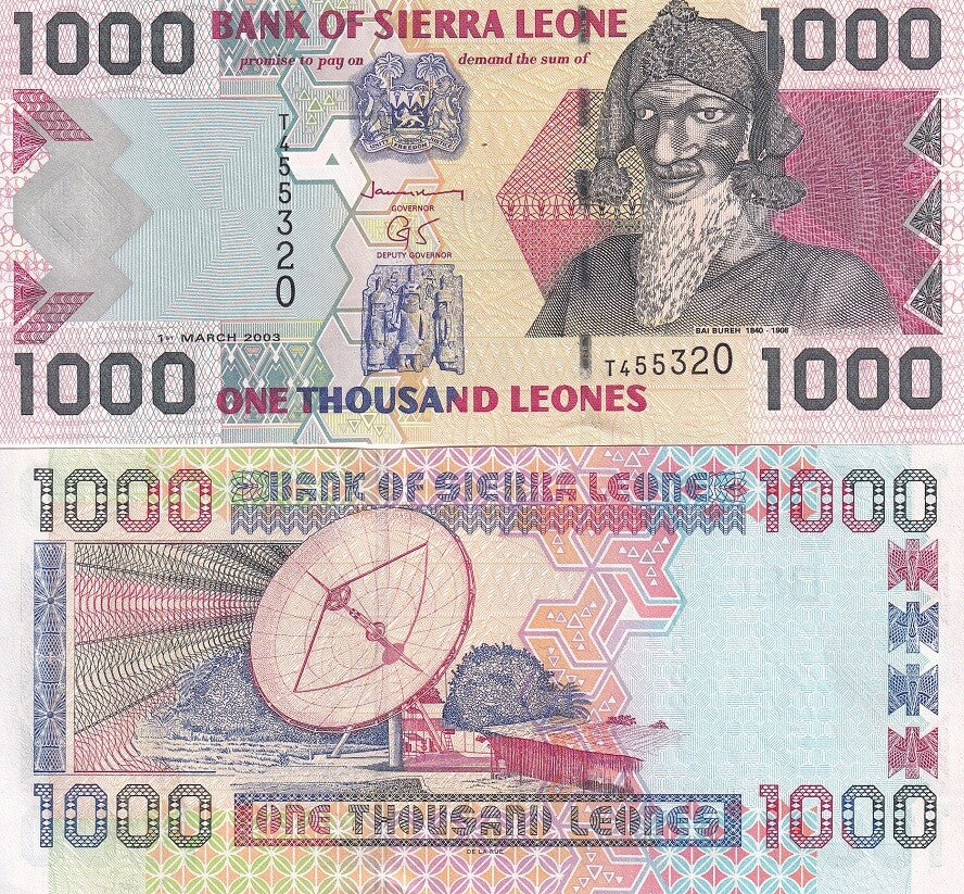 Sierra Leone 1000 Leones 2003 P 24 b UNC, Bai Bureh, Satellite dish