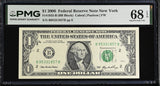 United States 1 Dollar Usa 2006 P 523 B New York Superb Gem UNC PMG 68 EPQ