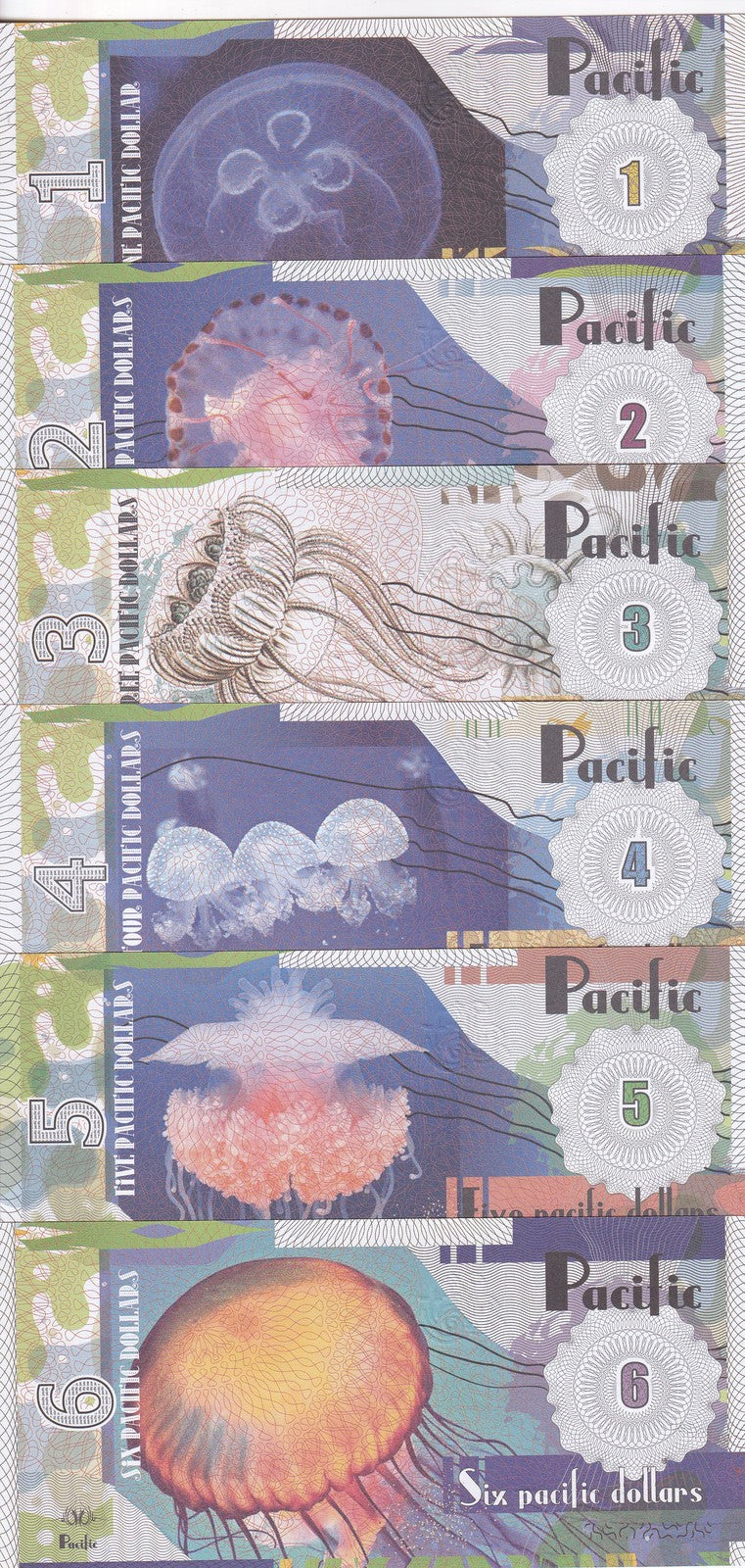 Pacific Ocean set 6, 1 2 3 4 5 6 Dollars 2016 Fantasy