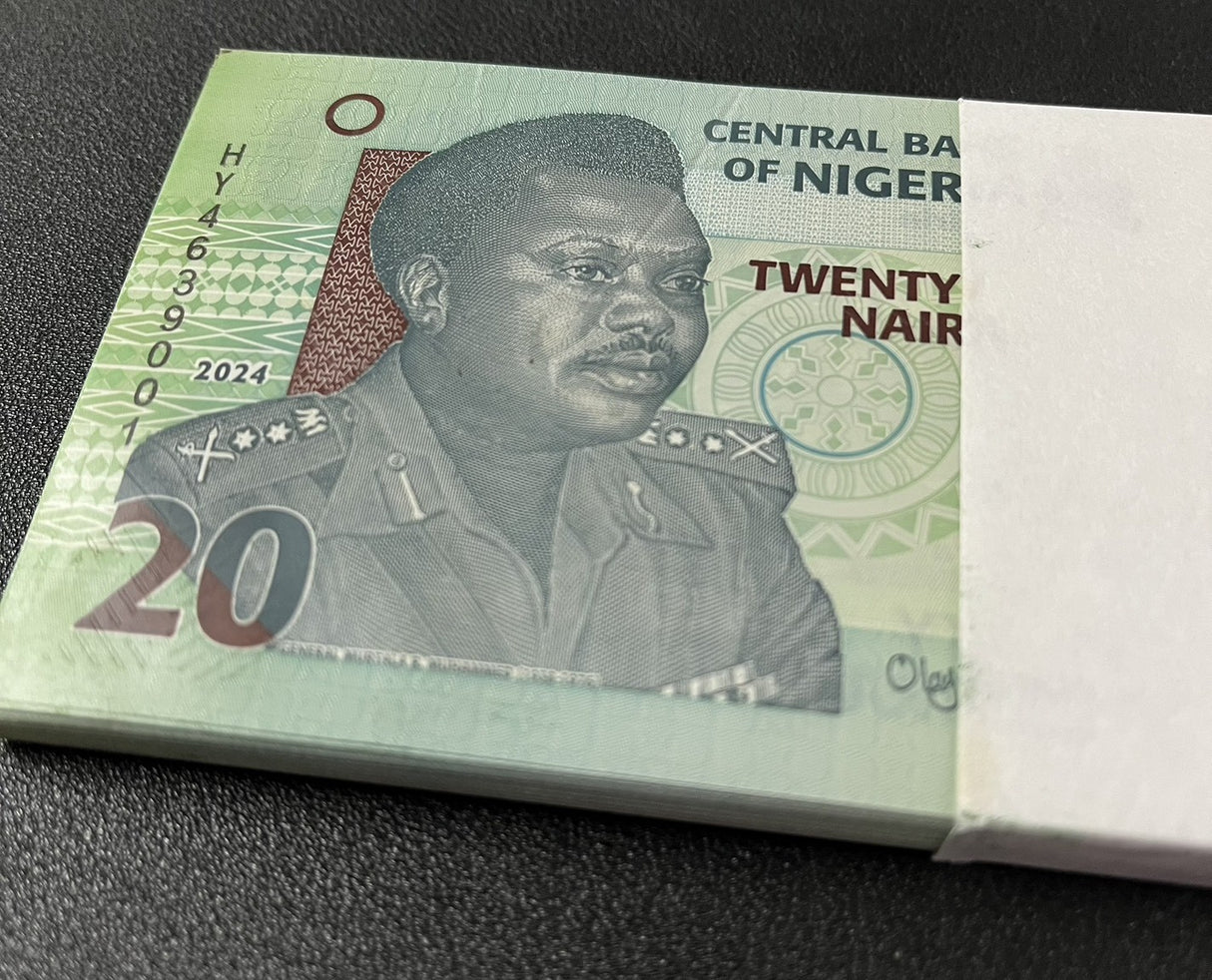 Nigeria 20 Naira 2024 P 34 Polymer AUnc Damage Printing LOT 100 PCS See Scan