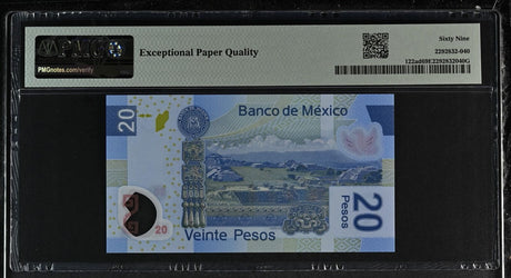 Mexico 20 Pesos 2017 P 122 ad AD Prefix Superb Gem UNC PMG 69 EPQ