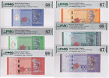 Malaysia Set 6; 1-50 100 Ringgit ND 2012 P 56 Superb Gem UNC PMG 67 68 EPQ