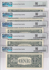 United States SET 5 ,1 Dollar USA FRN Mixed State Superb Gem UNC PMG 67 EPQ