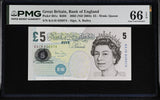 Great Britain 5 Pounds 2002 ND 2004 P 391 c Gem UNC PMG 66 EPQ