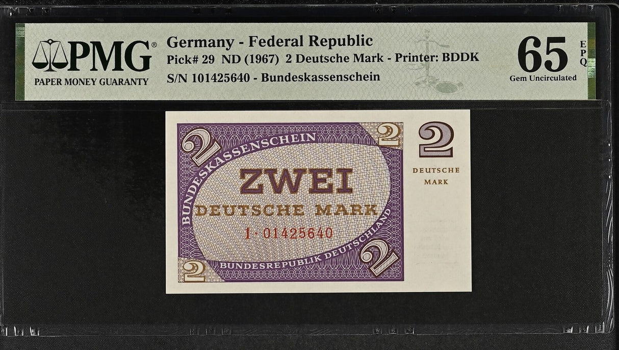 Germany Federal 2 Deutsche Mark ND 1967 P 29 Gem UNC PMG 65 EPQ