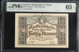 Austria 50 Kronen 1918 Municipality of Vienna Gem UNC PMG 65 EPQ