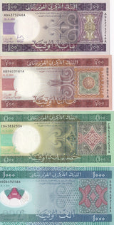 Mauritania Set 4 UNC 100 200 500 Ouguiya (1000 polymer) 2013-2014 P 16 17 18 19