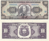 Ecuador 100 Sucres 1990 P 123 UNC