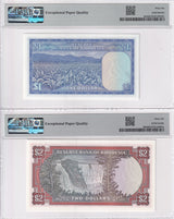 Rhodesia Set 2; 1 2 Dollars 1979 P 37 P 38 Gem UNC PMG 66 EPQ