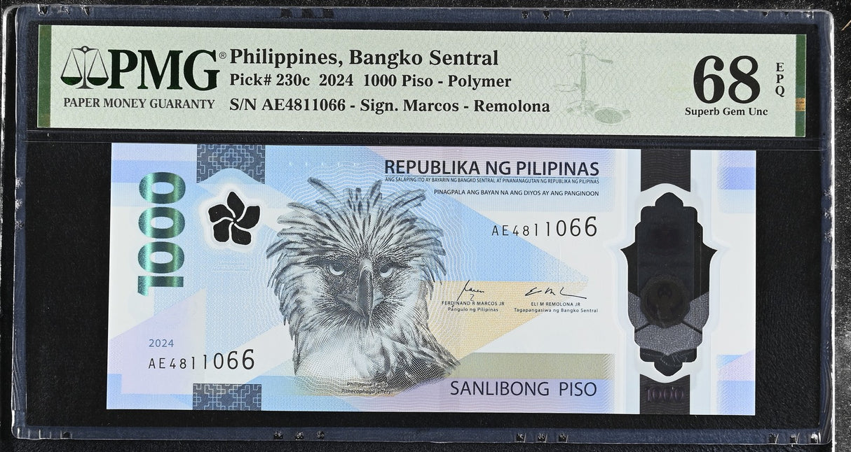 Philippines 1000 Piso 2024 P 230 c Superb Gem UNC PMG 68 EPQ