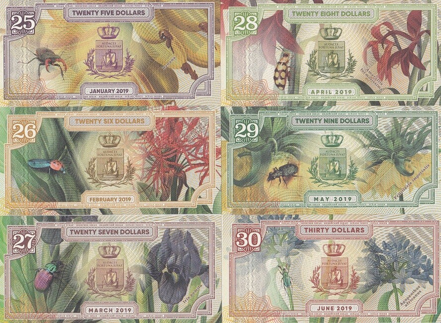 Indian Ocean set 6 25 26 27 28 29 30 Dollars 2019 Fantasy Beetle Elaphrus DUBIA