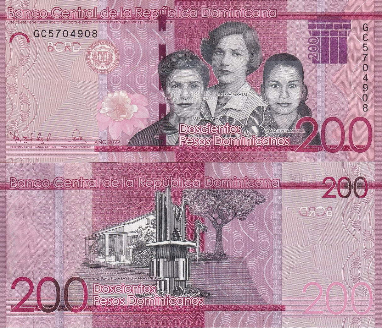 Dominican Republic 200 Pesos 2022 P 191 UNC