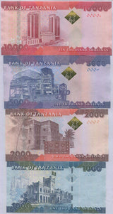 Tanzania Set 4 UNC 1000 2000 5000 10000 Shillings ND 2020 P 41 42 43 44