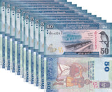 Sri Lanka 50 Rupees 2022 P 124 NEW Date & Sign UNC LOT 10 PCS