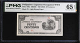Philippines 50 Centavos ND 1942 P 105 a Gem UNC PMG 65 EPQ , Japanese occupation