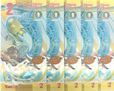 East Caribbean 2 Dollars 2023 2024 40th P 61 Polymer UNC LOT 5 Pcs