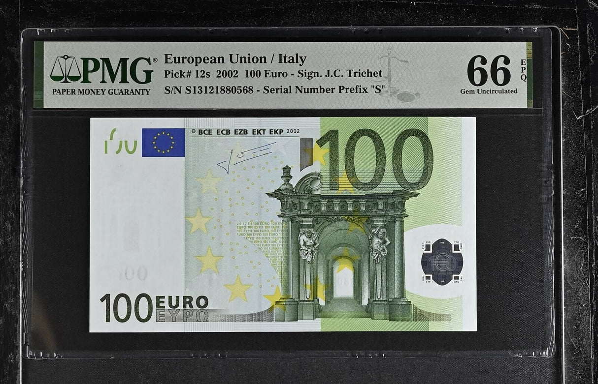 Euro 100 Euro Italy 2002 P 12 s Gem UNC PMG 66 EPQ