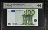 Euro 100 Euro Italy 2002 P 12 s Gem UNC PMG 66 EPQ