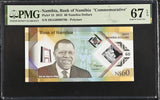 Namibia 60 Dollars 2025 P 19 60th Comm. Polymer Superb Gem UNC PMG 67 EPQ
