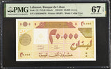 Lebanon 20000 Livres 1995 P 72 Superb Gem UNC PMG 67 EPQ