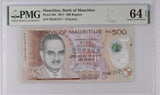 Mauritius 500 Rupees 2017 P 66 c Choice UNC PMG 64 EPQ