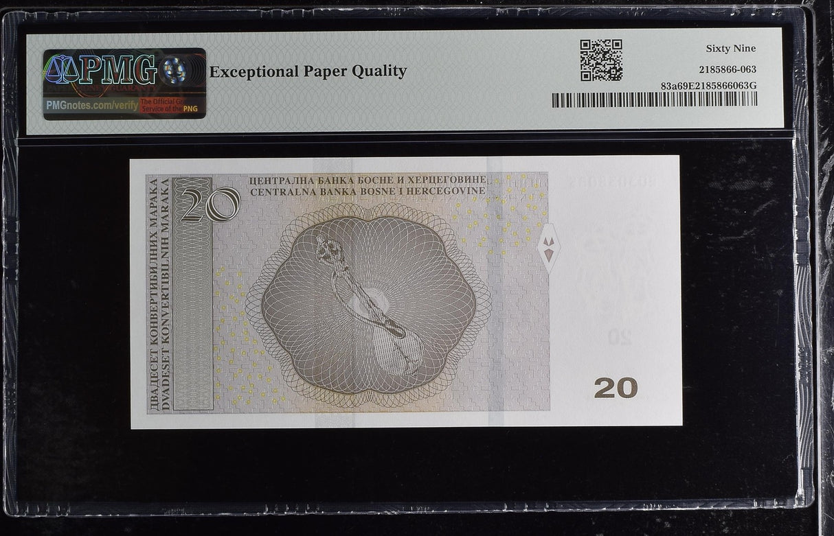 Bosnia 20 Convertible Maraka 2012 P 83 a Superb Gem UNC PMG 69 EPQ