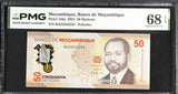 Mozambique 50 Meticais 2024 Polymer P 156 a Superb Gem UNC PMG 68 EPQ TOP POP