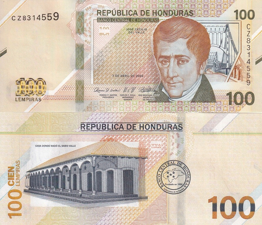Honduras 100 Lempiras 2022/2024 P 112 Revise Design UNC