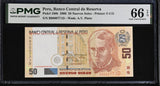 Peru 50 Nuevos Soles 2006 P 180 b Gem UNC PMG 66 EPQ , Graded Note