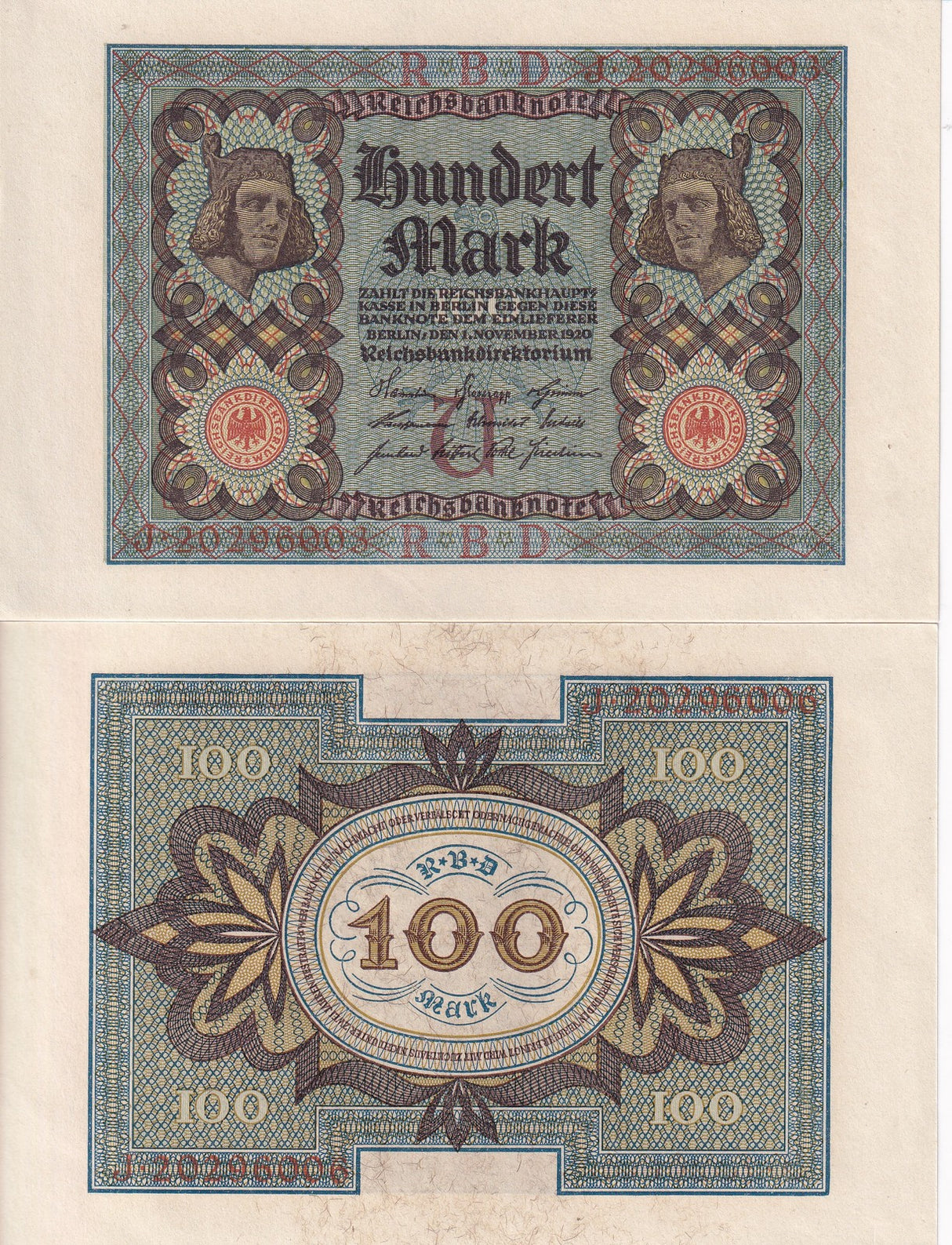 Germany 100 Mark 1920 P 69 AU-UNC