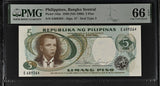 Philippines 5 Piso 1949 ND 1969 P 143 a Gem UNC PMG 66 EPQ