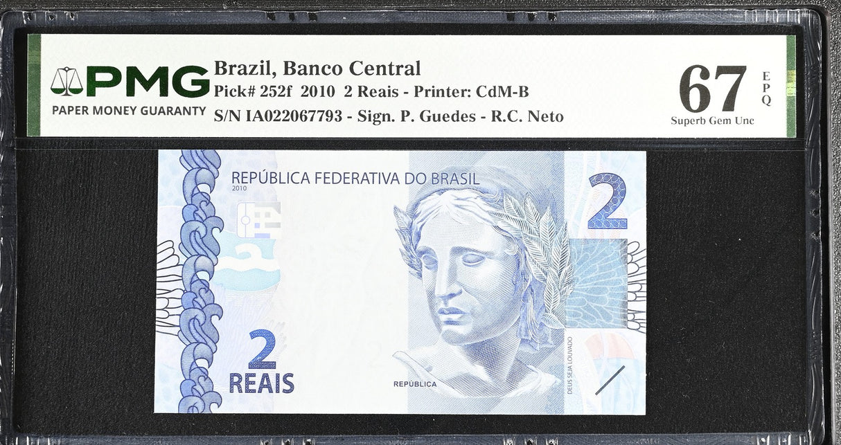 Brazil 2 Reais 2010 P 252 f Superb Gem UNC PMG 67 EPQ