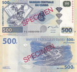 Congo 500 Francs 2002 P 96 Specimen PG-U UNC