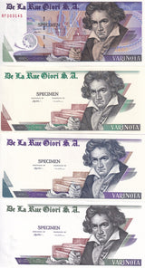 TEST Note set 4 BEETHOVEN SPECIMEN VARINOTA DE LA RUE Single and Double-sided