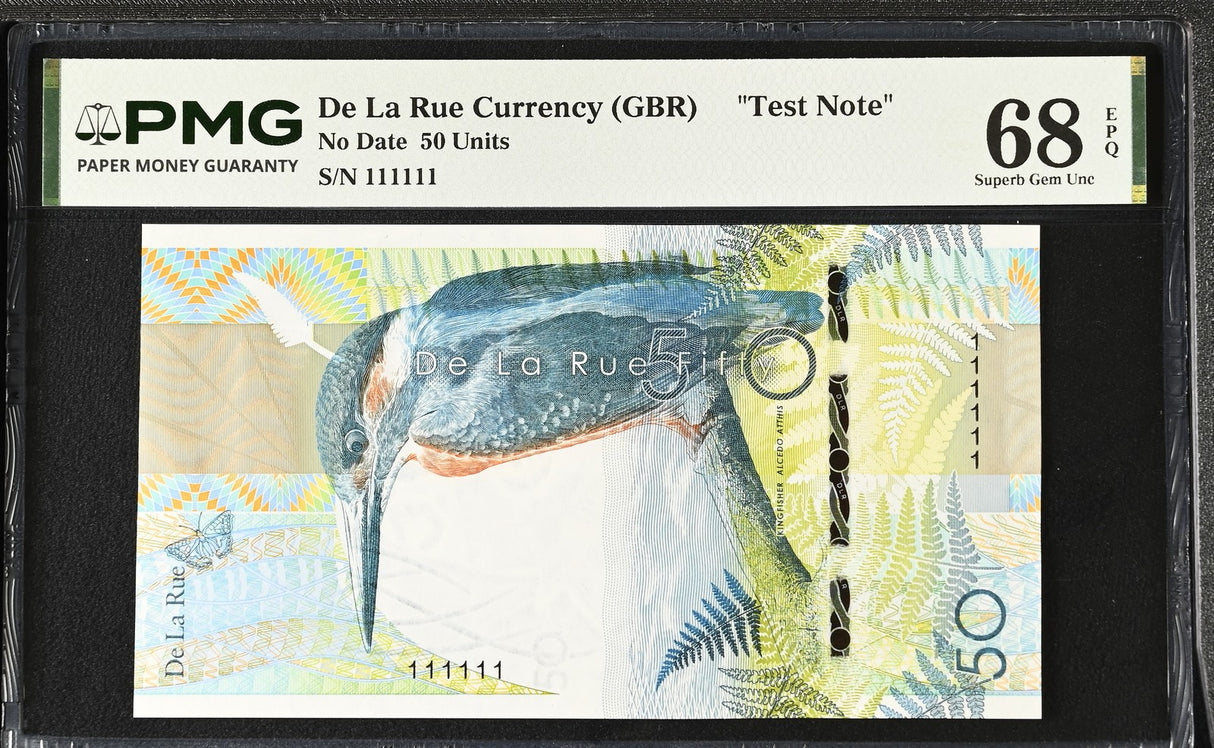 TEST NOTE DE LA RUE 50 Fifty Kingfisher 111111 Superb Gem UNC PMG 68 EPQ