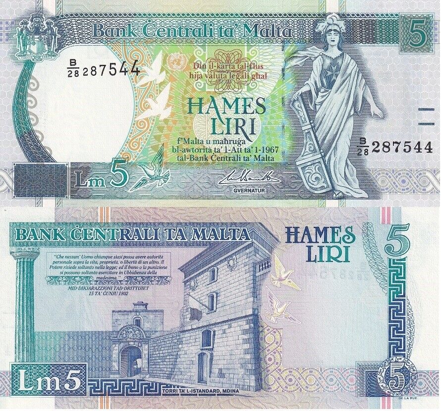 Malta 5 Liri L.1967 (1994) P 46 d UNC