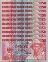 Guinea Bissau 50 Pesos 1990 P 10 UNC Lot 10 Pcs