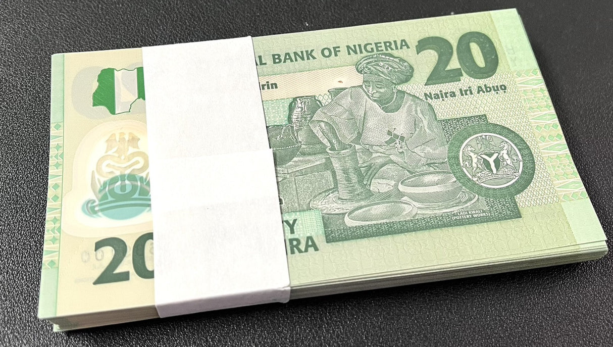 Nigeria 20 Naira 2024 P 34 Polymer AUnc Damage Printing LOT 100 PCS See Scan