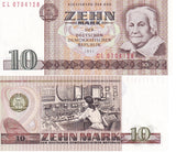 Germany Democratic 10 Mark 1971 ND 1985 P 28 b AUnc