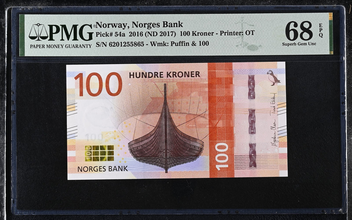 Norway 100 Kroner 2016 ND 2017 P 54 a Superb Gem UNC PMG 68 EPQ