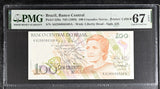 Brazil 100 Cruzados Novos ND 1989 P 220 a Superb Gem UNC PMG 67 EPQ TOP POP