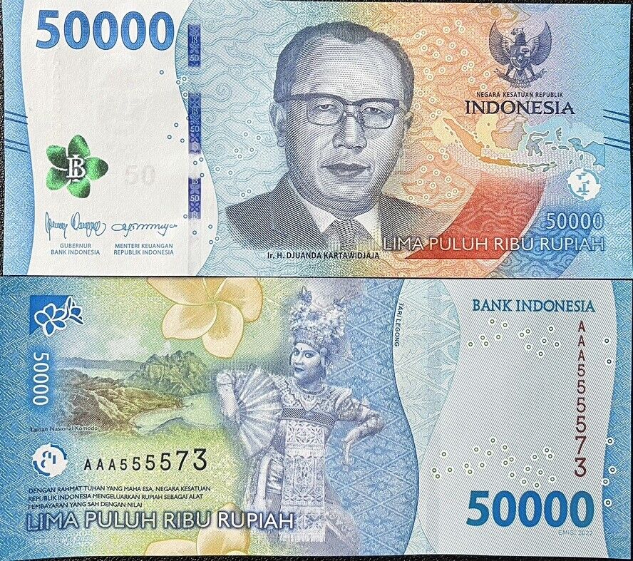 Indonesia 50000 Rupiah 2022 P 167 AAA Prefix UNC