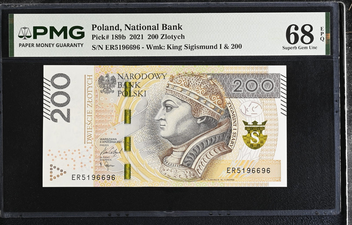 Poland 200 Zlotych 2021 P 189 b Superb Gem UNC PMG 68 EPQ