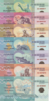 DARWIN island Set 7 1 5 10 20 100 200 500 Trillion 2015 Sucres Fantasy