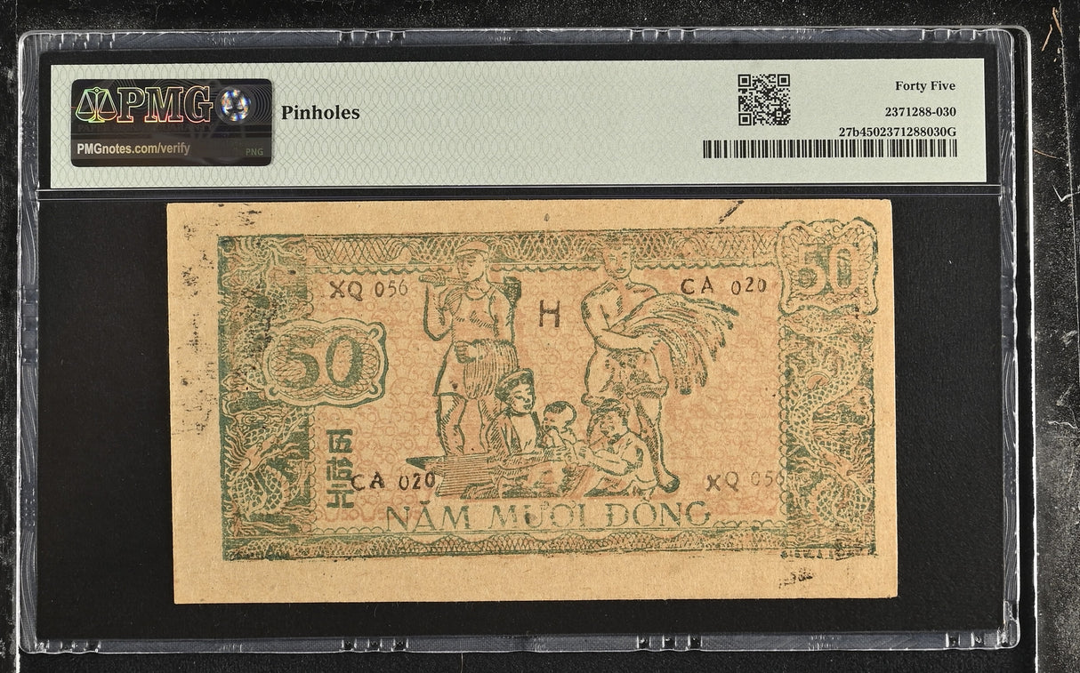Vietnam 50 Dong ND 1948-1949 P 27 b Choice Extremely Fine PMG 45 (Pin Hole)