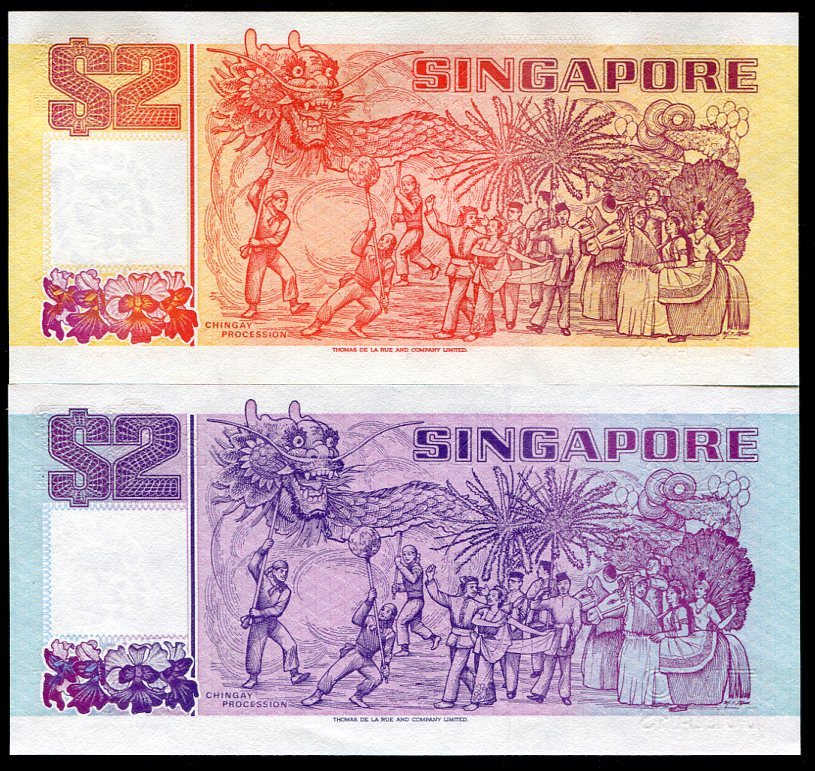 Singapore SET 2 Pcs 2 Dollars ND 1991 1992 P 27 28 UNC